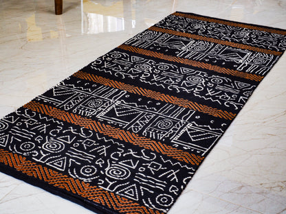 Floor Coverings with imigongo pattern in Black White & Yellow